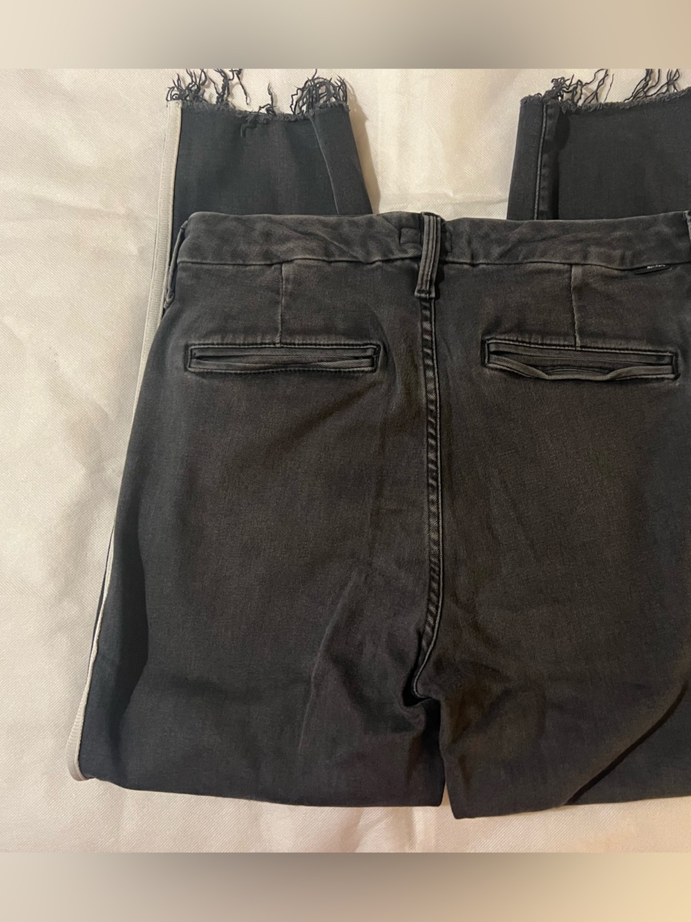 MOTHER The Shaker Prep Fray Jeans Dear Mr Black Racer Side Stripe Black Size 28 - Picture 8 of 14